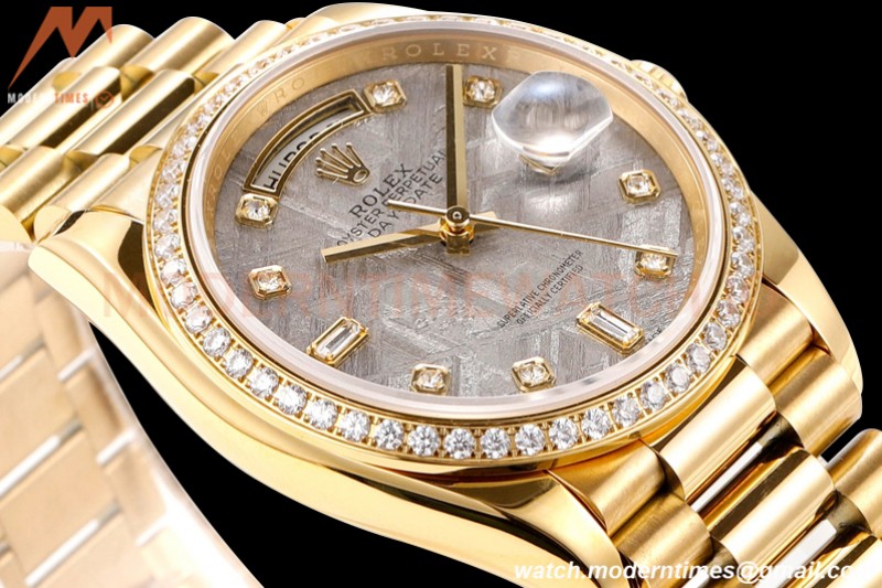 Rolex - DayDate 36mm 118348 Flt Pres YG/YG Dia Meteorite Dial RAF A2836