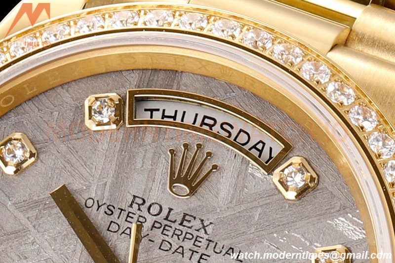 Rolex - DayDate 36mm 118348 Flt Pres YG/YG Dia Meteorite Dial RAF A2836