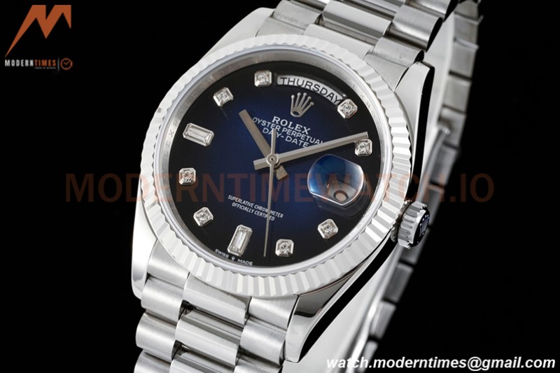 Rolex - DayDate 36mm 128239 Flt Pres SS/SS Blue/Diam RAF A2836