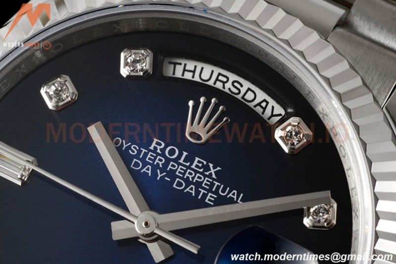 Rolex - DayDate 36mm 128239 Flt Pres SS/SS Blue/Diam RAF A2836