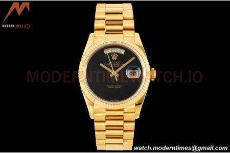 Rolex - DayDate 36mm 18238 Flt Pres YG/YG Onyx Black Dial RAF A2836