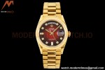 Rolex - DayDate 36mm 18038 Flt Pres YG/YG Diam Red Vignette Dial RAF A2836