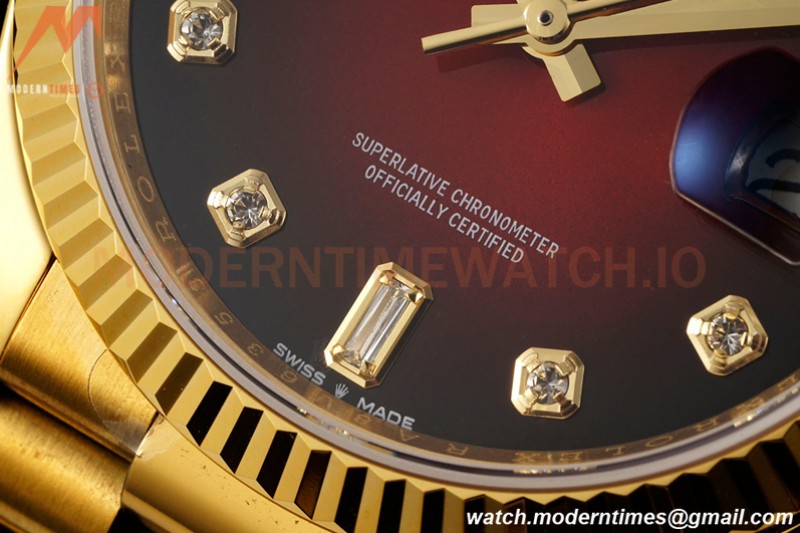 Rolex - DayDate 36mm 18038 Flt Pres YG/YG Diam Red Vignette Dial RAF A2836