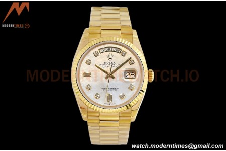 Rolex - DayDate 36mm 128238 Flt Pres YG/YG Wht/Rmn MOP Dial EWF A2836