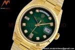Rolex - DayDate 36mm 128238 Flt Pres YG/YG Diam Green Dial EWF A2836