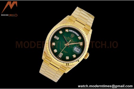 Rolex - DayDate 36mm 128238 Flt Pres YG/YG Diam Green Dial EWF A2836