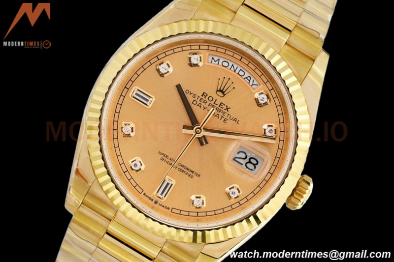 Rolex - DayDate 36mm 128238 Flt Pres YG/YG Gold/Dia EWF A2836