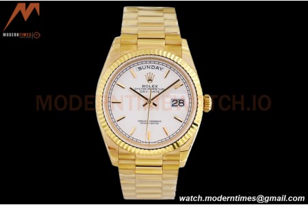 Rolex - DayDate 36mm 128238 Flt Pres YG/YG Wht/Stk EWF A2836