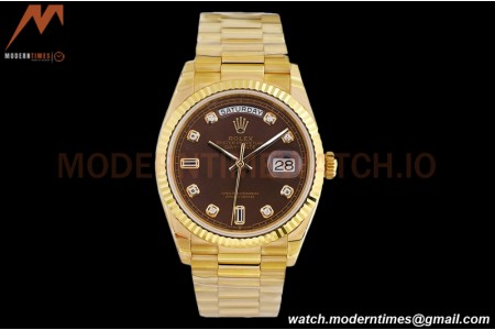 Rolex - DayDate 36mm 128238 Flt Pres YG/YG Brn/Dia EWF A2836