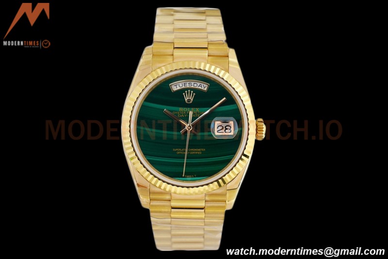 Rolex - DayDate 36mm 18238 Flt Pres YG/YG Malachite Green EWF A2836