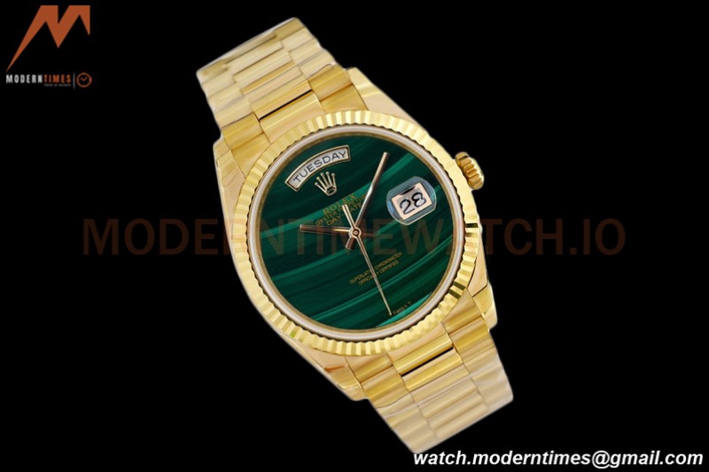 Rolex - DayDate 36mm 18238 Flt Pres YG/YG Malachite Green EWF A2836