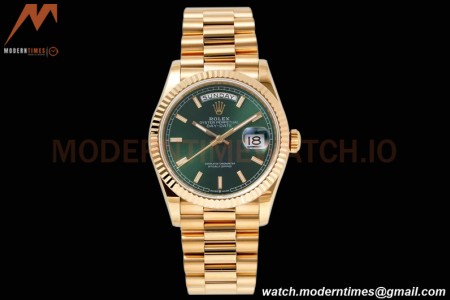 Rolex - DayDate 36mm 128238 Flt Pres YG/YG Grn/Stk TWSF A2836