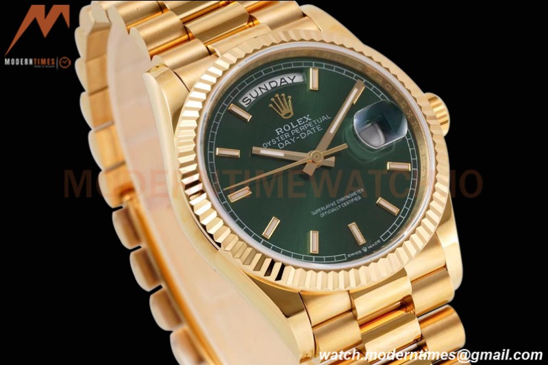 Rolex - DayDate 36mm 128238 Flt Pres YG/YG Grn/Stk TWSF A2836