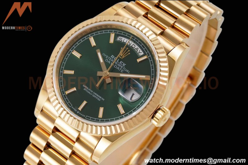 Rolex - DayDate 36mm 128238 Flt Pres YG/YG Grn/Stk TWSF A2836