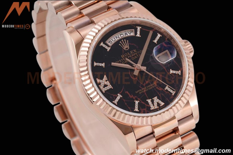 Rolex - DayDate 36mm 128235 Flt Pres RG/RG Eisenkiesel/Rmn TWSF A2836