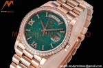 Rolex - DayDate 36mm 128235 Dia Pres RG/RG Green/Rmn TWSF A2836