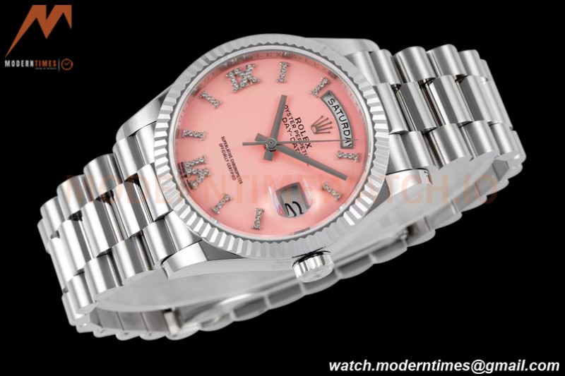 Rolex - DayDate 36mm 128236 Flt Pres SS/SS Pink/Rmn TWSF A2836