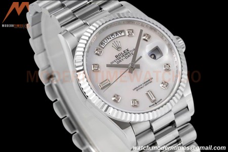 Rolex - DayDate 36mm 128239 Flt Pres SS/SS Mop/Dia TWSF A2836