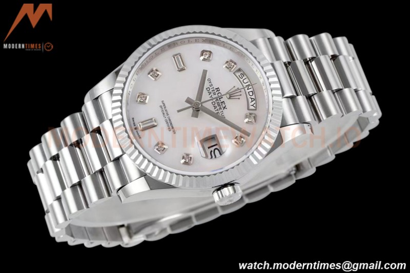 Rolex - DayDate 36mm 128239 Flt Pres SS/SS Mop/Dia TWSF A2836