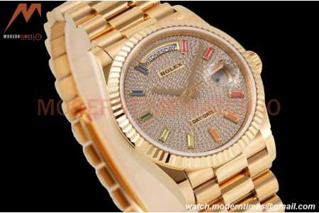 Rolex - DayDate 36mm 128238 Flt Pres YG/YG Dia/Stk TWSF A2836
