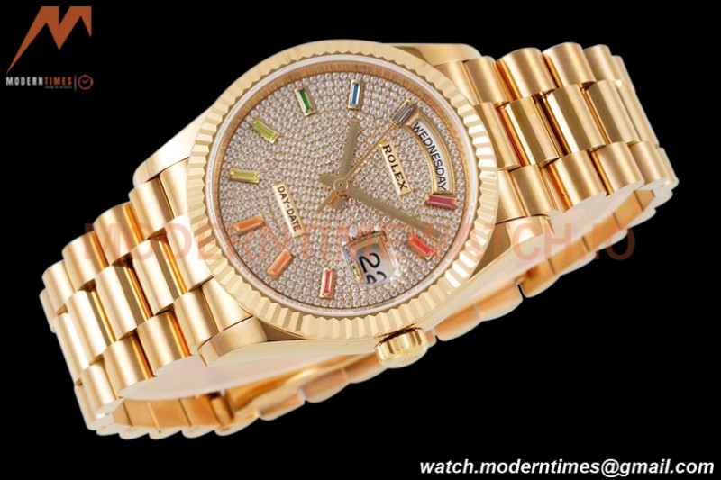 Rolex - DayDate 36mm 128238 Flt Pres YG/YG Dia/Stk TWSF A2836