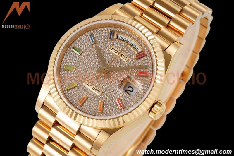 Rolex - DayDate 36mm 128238 Flt Pres YG/YG Dia/Stk TWSF A2836