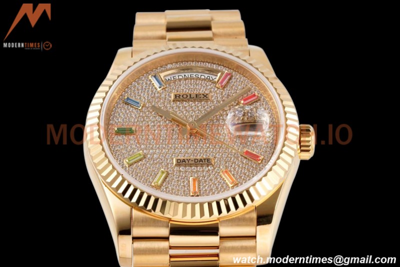 Rolex - DayDate 36mm 128238 Flt Pres YG/YG Dia/Stk TWSF A2836