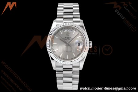 Rolex - DayDate 36mm 128239 Flt Pres SS/SS Grey/Stk TWSF A2836
