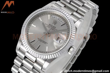 Rolex - DayDate 36mm 128239 Flt Pres SS/SS Grey/Stk TWSF A2836