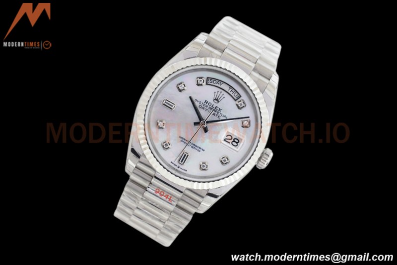 Rolex - DayDate 36mm 128239 Flt Pres SS/SS White MOP Diam EWF A2836