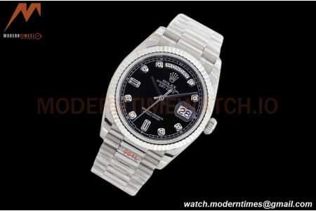 Rolex - DayDate 36mm 128239 Flt Pres SS/SS Black/Diam EWF A2836