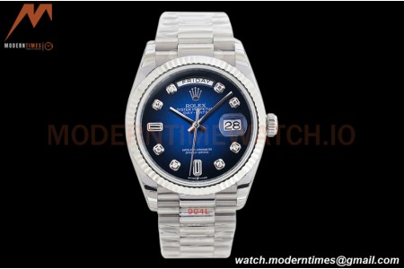 Rolex - DayDate 36mm 128239 Flt Pres SS/SS Blue/Diam EWF A2836