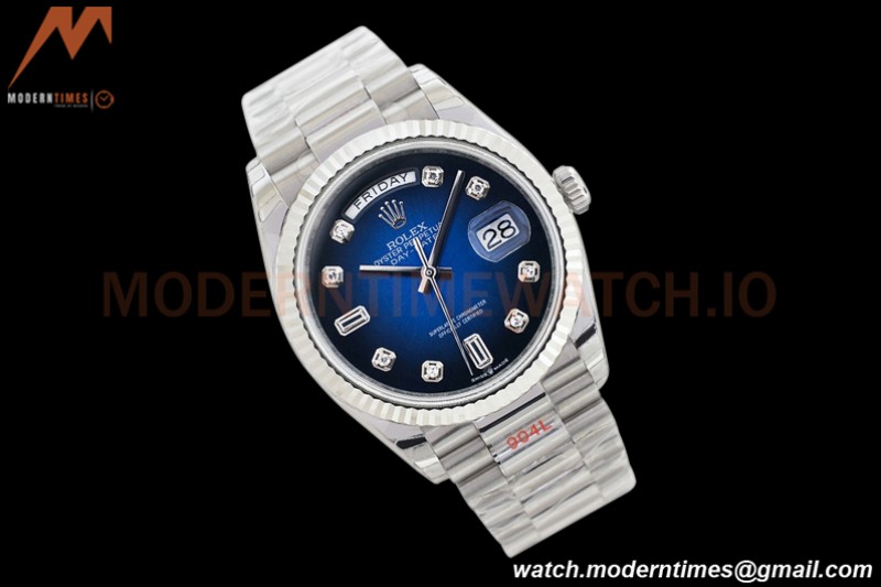 Rolex - DayDate 36mm 128239 Flt Pres SS/SS Blue/Diam EWF A2836