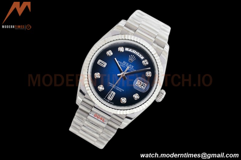 Rolex - DayDate 36mm 128239 Flt Pres SS/SS Blue/Diam EWF A2836
