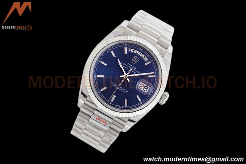 Rolex - DayDate 36mm 128239 Flt Pres SS/SS Blue/Stk EWF A2836