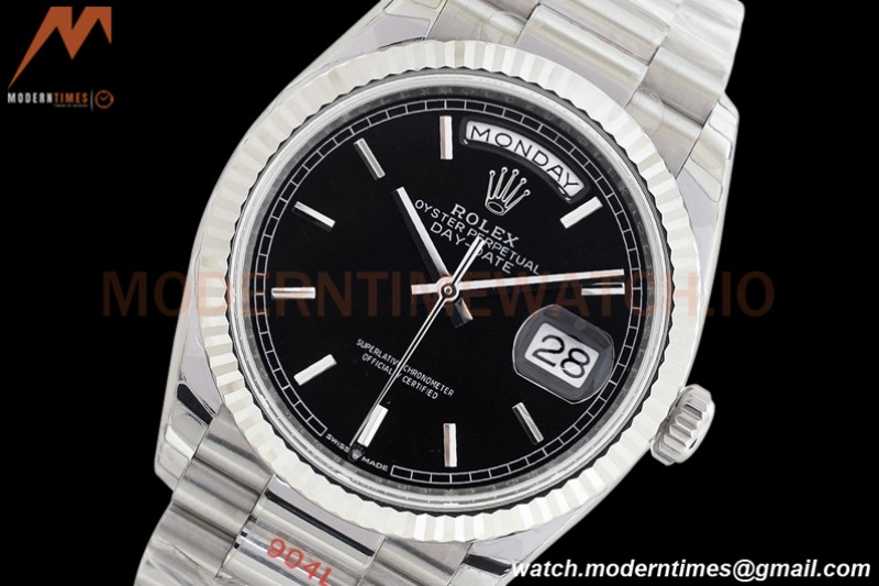 Rolex - DayDate 36mm 128239 Flt Pres SS/SS Black/Stk EWF A2836