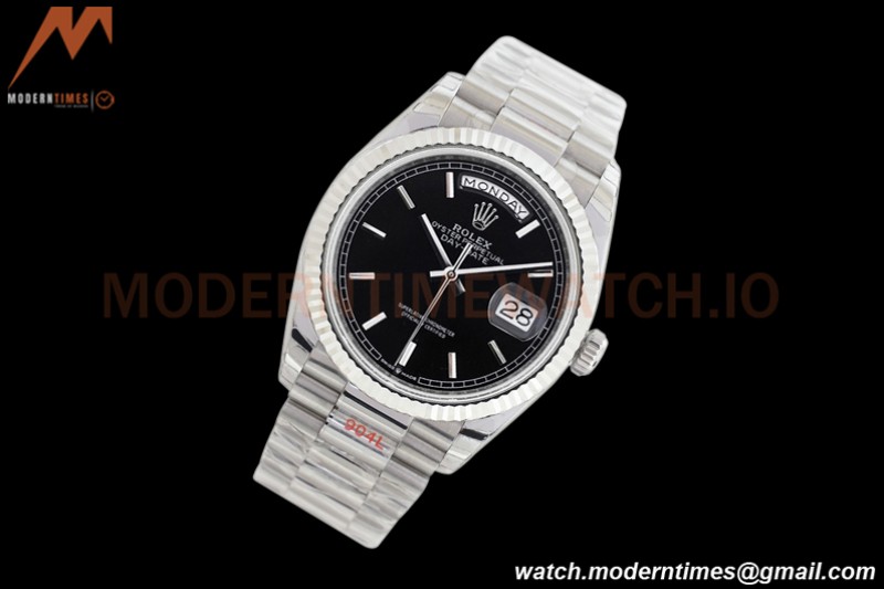 Rolex - DayDate 36mm 128239 Flt Pres SS/SS Black/Stk EWF A2836