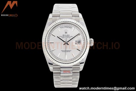 Rolex - DayDate 36mm 128239 Flt Pres SS/SS Silver/Stk EWF A2836