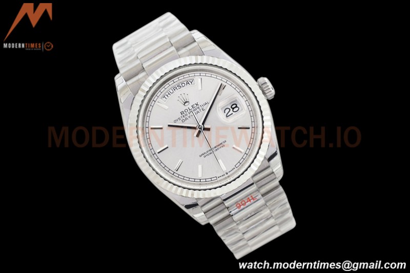 Rolex - DayDate 36mm 128239 Flt Pres SS/SS Silver/Stk EWF A2836