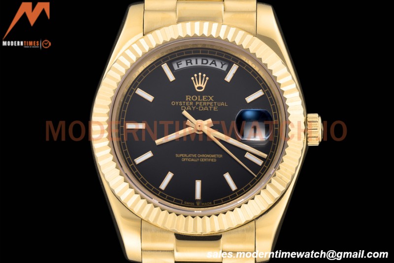 Rolex - DayDate 228238 40mm Flt/Pres YG/YG Black/Rmn GDF MY8215