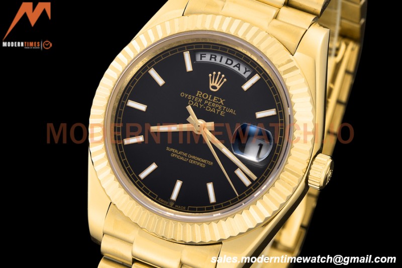 Rolex - DayDate 228238 40mm Flt/Pres YG/YG Black/Rmn GDF MY8215