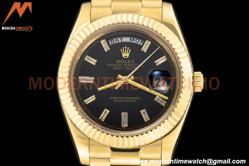 Rolex - DayDate 228238 40mm Flt/Pres YG/YG Black/Dia GDF MY8215