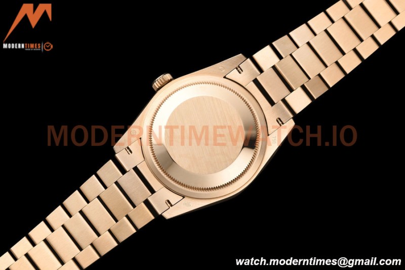 Rolex - DayDate 36mm 128235 Flt Pres RG/RG Silv/Dia V5 QF VR3255