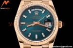 Rolex - DayDate 36mm 128235 Flt Pres RG/RG B-Grn/Dia V5 QF VR3255