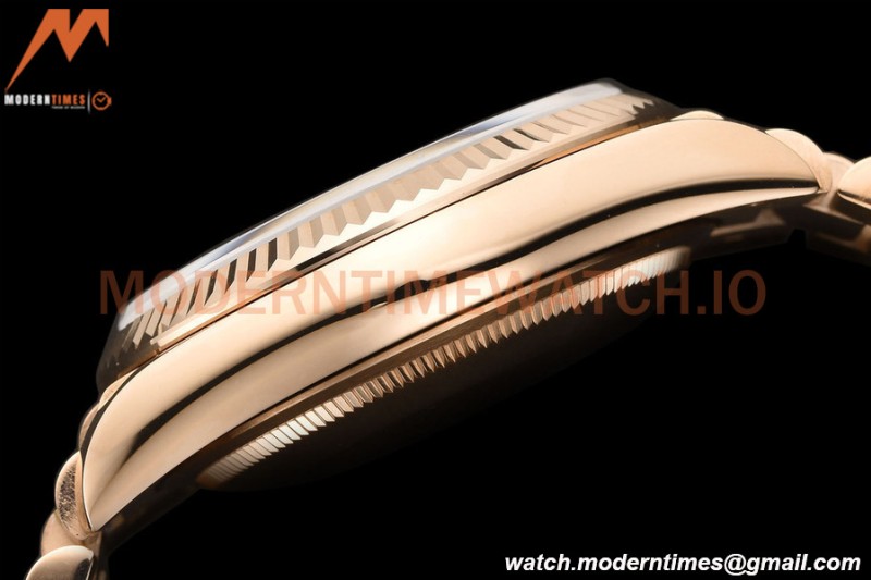 Rolex - DayDate 36mm 128235 Flt Pres RG/RG Brn/Rmn V5 QF VR3255