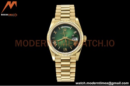 Rolex - DayDate 36mm 128238 Flt Pres YG/YG Grn/Rmn V5 QF VR3255