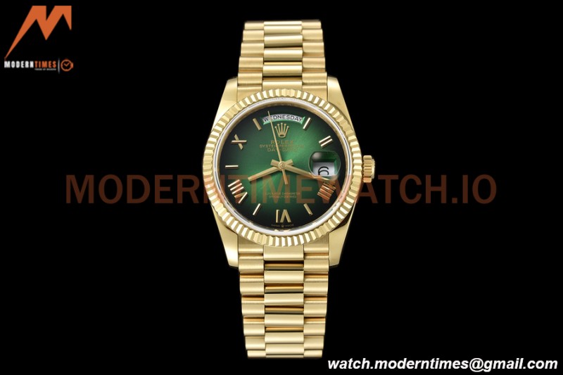 Rolex - DayDate 36mm 128238 Flt Pres YG/YG Grn/Rmn V5 QF VR3255