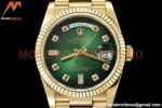 Rolex - DayDate 36mm 128238 Flt Pres YG/YG Green/Dia V5 QF VR3255