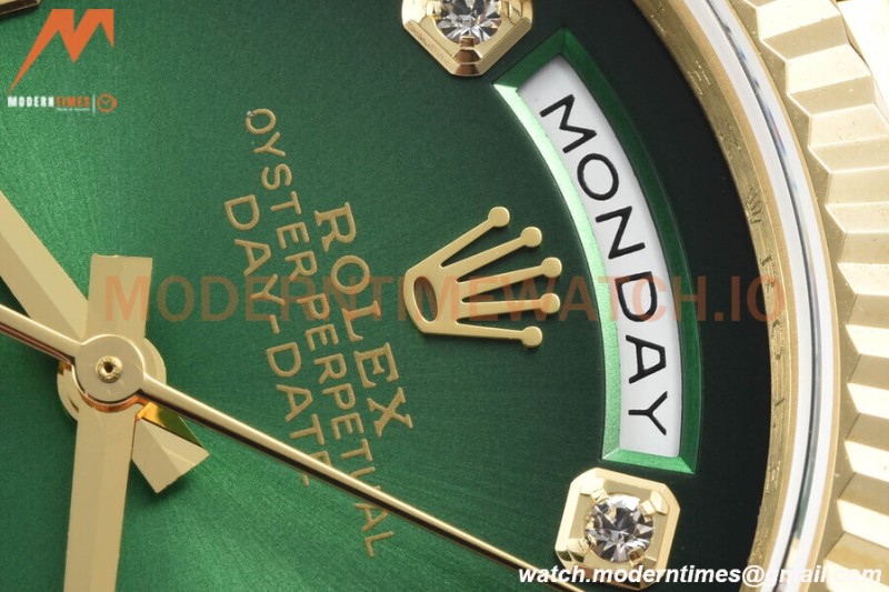 Rolex - DayDate 36mm 128238 Flt Pres YG/YG Green/Dia V5 QF VR3255