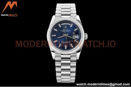 Rolex - DayDate 36mm 128239 Flt Pres SS/SS Blue/Dia V5 QF VR3255